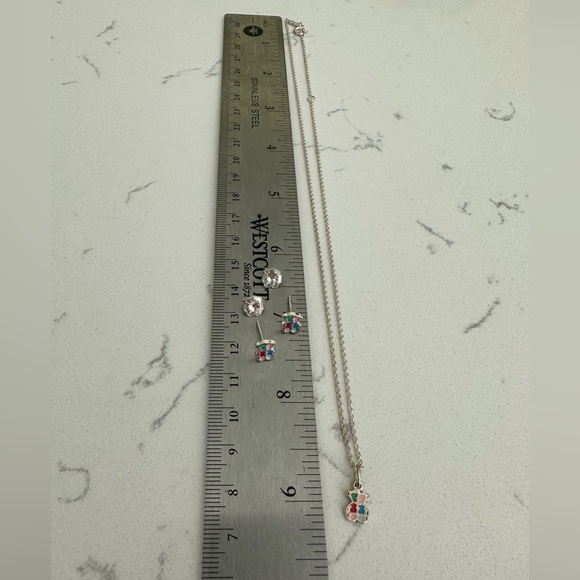 NWOT TOUS Tartan Pendant Necklace and Tartan Earrings Set - Picture 12 of 14